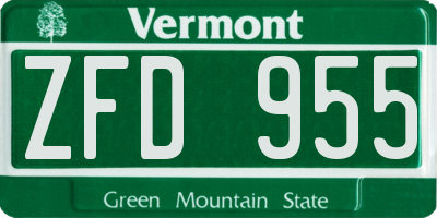 VT license plate ZFD955