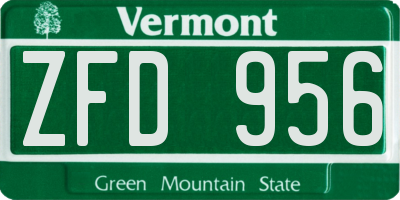 VT license plate ZFD956