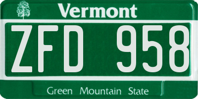 VT license plate ZFD958