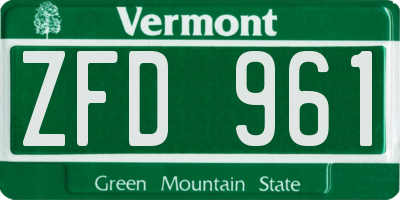 VT license plate ZFD961