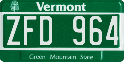 VT license plate ZFD964