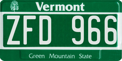 VT license plate ZFD966
