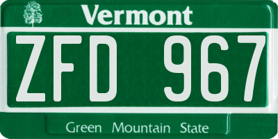VT license plate ZFD967