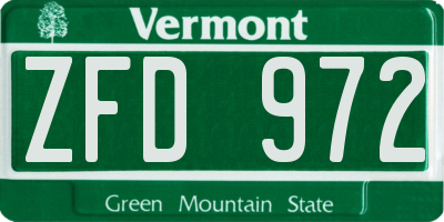 VT license plate ZFD972