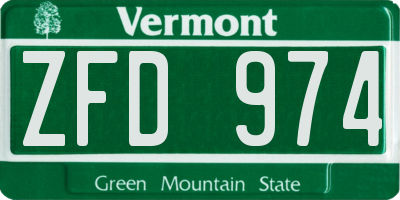 VT license plate ZFD974