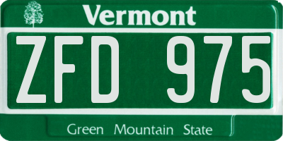 VT license plate ZFD975