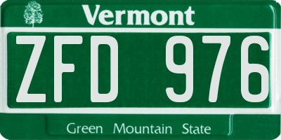VT license plate ZFD976