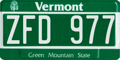 VT license plate ZFD977