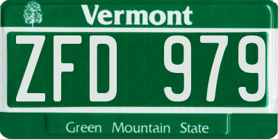 VT license plate ZFD979