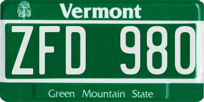VT license plate ZFD980