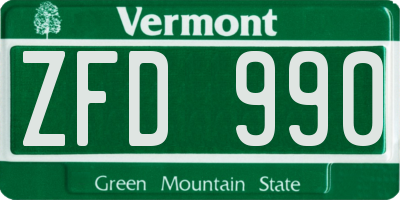 VT license plate ZFD990