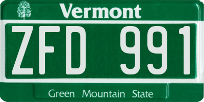 VT license plate ZFD991
