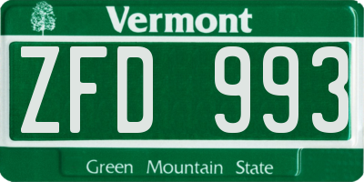 VT license plate ZFD993