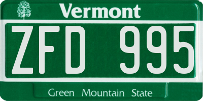 VT license plate ZFD995