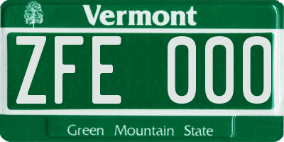VT license plate ZFE000