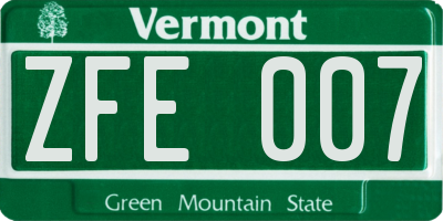 VT license plate ZFE007