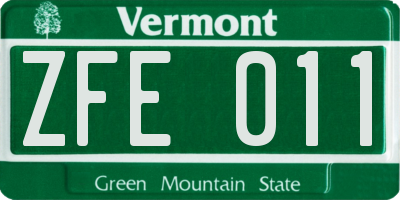 VT license plate ZFE011