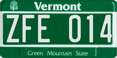 VT license plate ZFE014