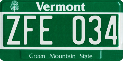 VT license plate ZFE034
