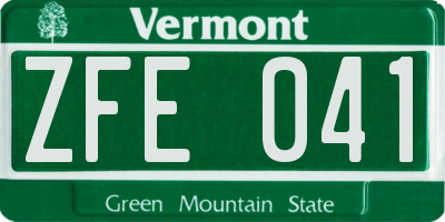 VT license plate ZFE041
