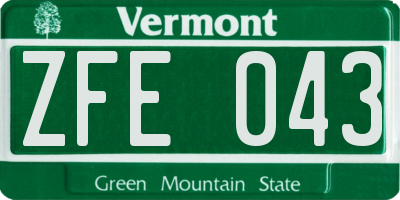 VT license plate ZFE043