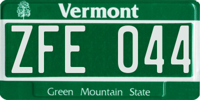 VT license plate ZFE044