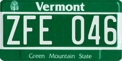 VT license plate ZFE046