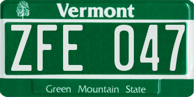 VT license plate ZFE047
