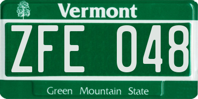 VT license plate ZFE048