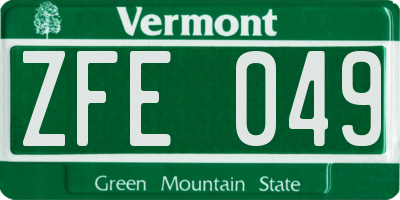 VT license plate ZFE049