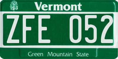 VT license plate ZFE052