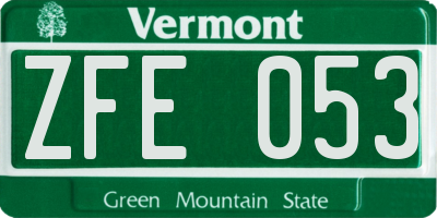 VT license plate ZFE053