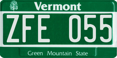 VT license plate ZFE055
