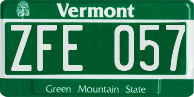 VT license plate ZFE057