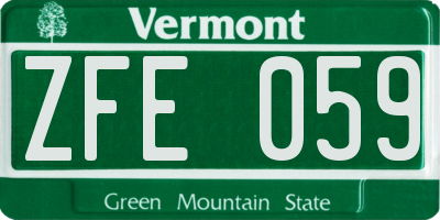 VT license plate ZFE059