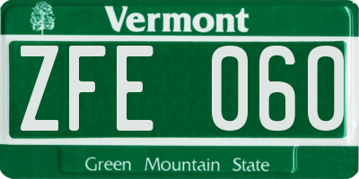 VT license plate ZFE060