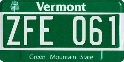 VT license plate ZFE061