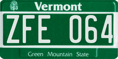 VT license plate ZFE064