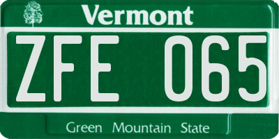 VT license plate ZFE065