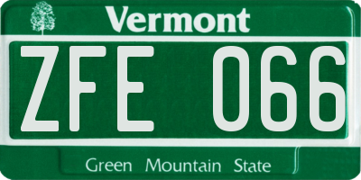 VT license plate ZFE066