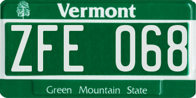 VT license plate ZFE068