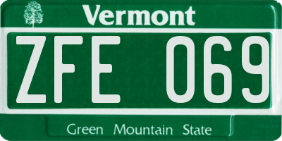 VT license plate ZFE069