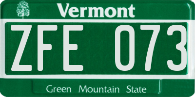 VT license plate ZFE073