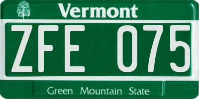 VT license plate ZFE075
