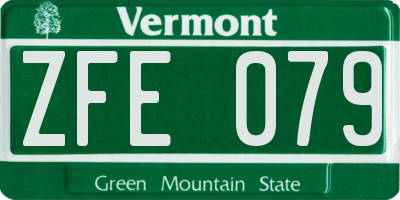 VT license plate ZFE079