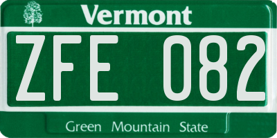 VT license plate ZFE082