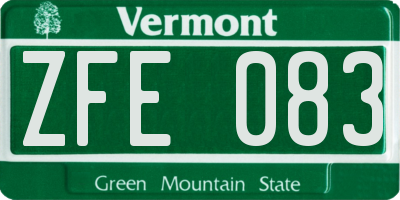 VT license plate ZFE083