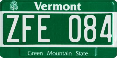 VT license plate ZFE084