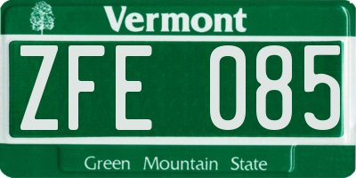 VT license plate ZFE085