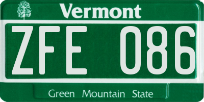 VT license plate ZFE086